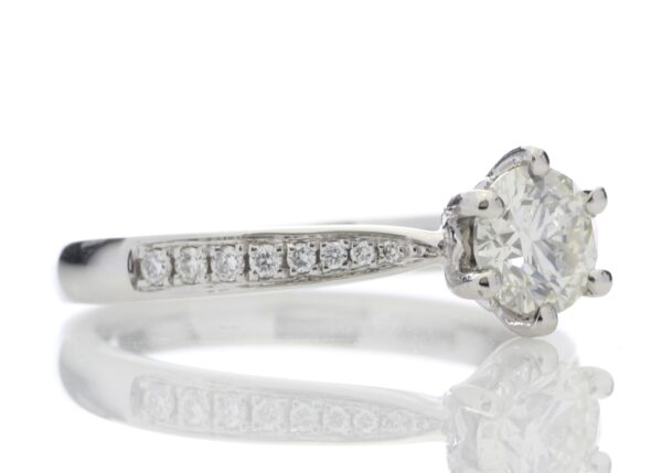 Platinum Single Stone Claw Set With Stone Set Shoulders Diamond Ring 0.82 Carats - Image 4