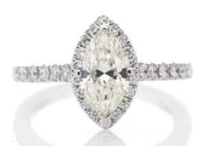 Platinum Single Stone Marquise Cut Diamond Ring (1.04) 1.43 Carats