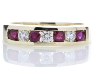 9ct Yellow Gold Channel Set Semi Eternity Diamond Ring (R0.30) 0.25 Carats