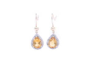 9ct Yellow Gold Citrine Diamond Earring (C2.00) 0.13