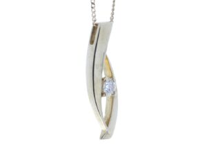 9ct Single Stone Claw Set Diamond Pendant 0.18 Carats