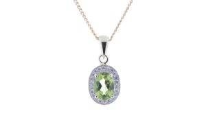 9ct Yellow Gold Diamond And Peridot Pendant (P0.75) 0.11