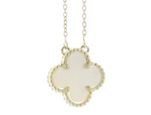 9ct Yellow Alhambra Clover Leaf Pearl Pendant And Chain 2.39