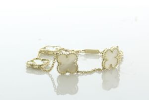 9ct Yellow Gold Vintage Alhambra Gold And Mother-Of-Pearl Bracelet