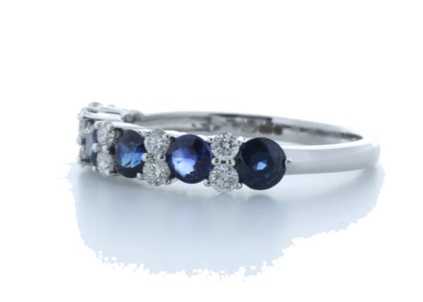 9ct White Gold Claw Set Semi Eternity Diamond And Sapphire Ring (S1.31) 0.31 - Image 2