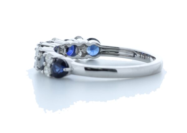 9ct White Gold Claw Set Semi Eternity Diamond And Sapphire Ring (S1.31) 0.31 - Image 4