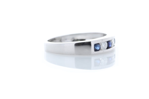 9ct White Gold Channel Set Semi Eternity Diamond And Sapphire Ring (S0.30) 0.25 Carats - Image 4