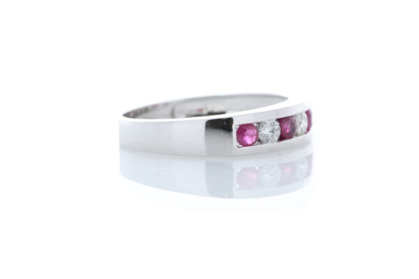 9ct White Gold Channel Set Semi Eternity Diamond And Ruby Ring (R0.30) 0.25 - Image 4