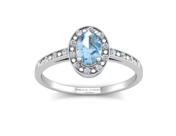 9ct White Gold Oval Cluster Diamond And Blue Topaz Ring 0.09 Carats - Image 3