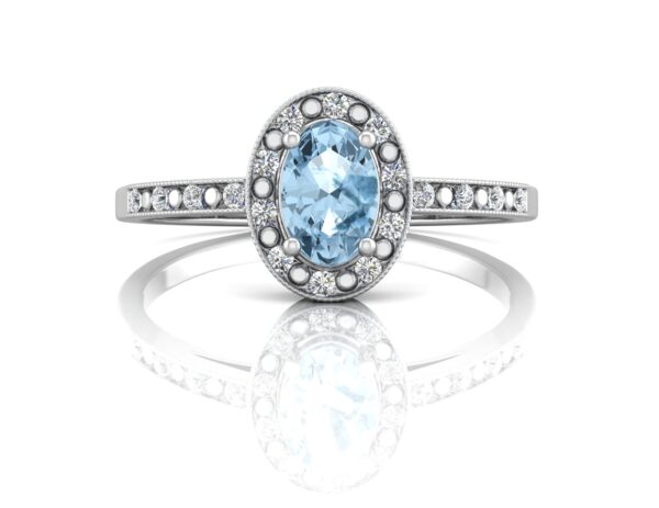 9ct White Gold Oval Cluster Diamond And Blue Topaz Ring 0.09 Carats - Image 4