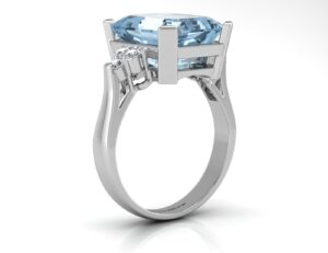 9ct White Gold Diamond And Blue Topaz Ring 0.18 Carats