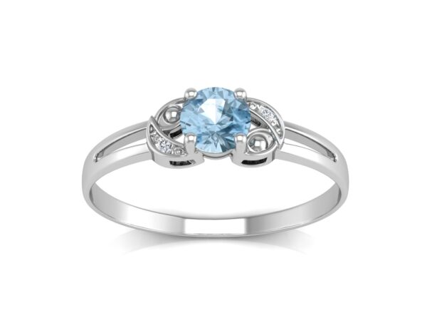 9ct White Gold Fancy Cluster Diamond And Blue Topaz Ring 0.01 Carats - Image 3