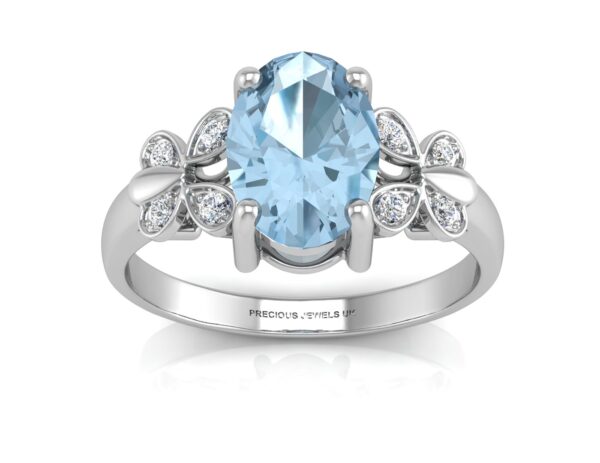 9ct White Gold Diamond And Blue Topaz Ring 0.03 Carats - Image 3