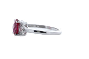 9ct White Gold Fancy Cluster Diamond And Created Ruby Ring (R0.86) 0.06