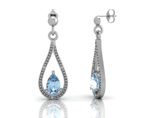 9ct White Gold Diamond And Blue Topaz Earring 0.02 Carats