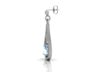 9ct White Gold Diamond And Blue Topaz Earring 0.02 Carats