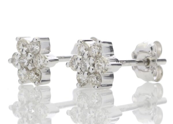 9ct White Gold  Diamond Flower Earring 0.45 Carats - Image 2