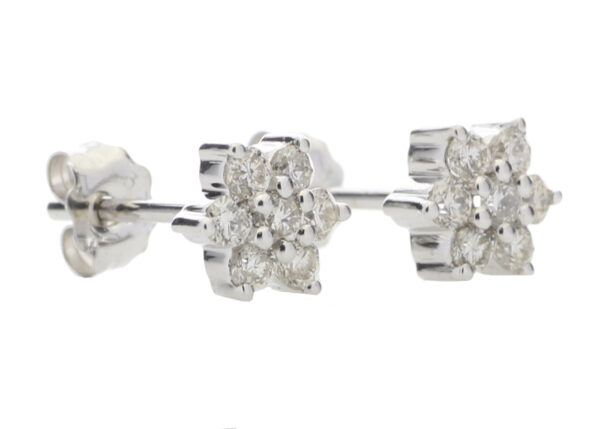 9ct White Gold  Diamond Flower Earring 0.45 Carats - Image 4