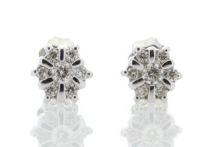 9ct White Gold Fancy Diamond Flower Earring 0.20 Carats