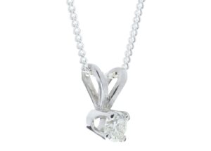 9ct White Gold Single Stone Claw Set Diamond Pendant 0.10 Carats