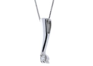 9ct White Gold Single Stone Fancy Claw Set Diamond Pendant 0.18 Carats