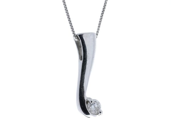 9ct White Gold Single Stone Fancy Claw Set Diamond Pendant 0.18 Carats - Image 4