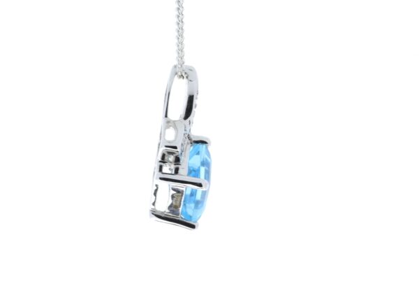 9ct White Gold Diamond And Blue Topaz Pendant 0.02 Carats - Image 3