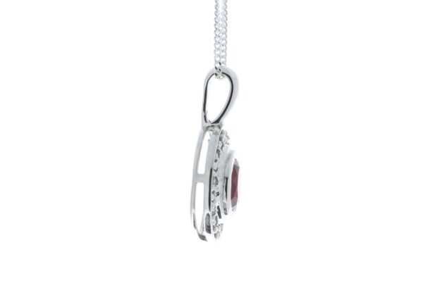 9ct White Gold Created Ruby Diamond Pendant 0.08 Carats - Image 3