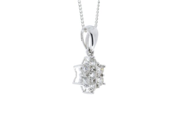 9ct White Gold Diamond Cluster Pendant 0.45 Carats - Image 2