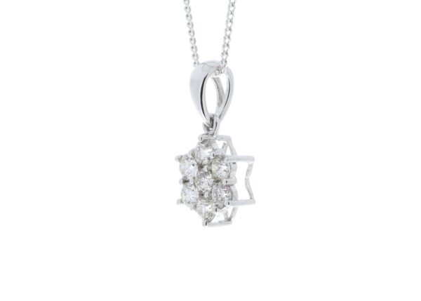 9ct White Gold Diamond Cluster Pendant 0.45 Carats - Image 4