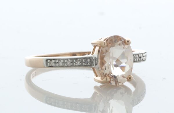 9ct Rose Gold Oval Cut Morganite and Diamond Ring (MG1.00) 0.04 - Image 2