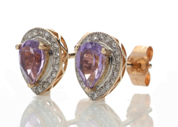 9ct Rose Gold Amethyst Diamond Earring 0.20 Carats - Image 2