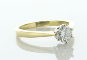 18ct Yellow Gold Single Stone Six Claw Set Diamond Ring 0.79