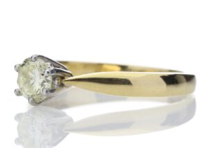 18ct Single Stone Fancy Vivid Yellow Claw Set Diamond Ring 0.56