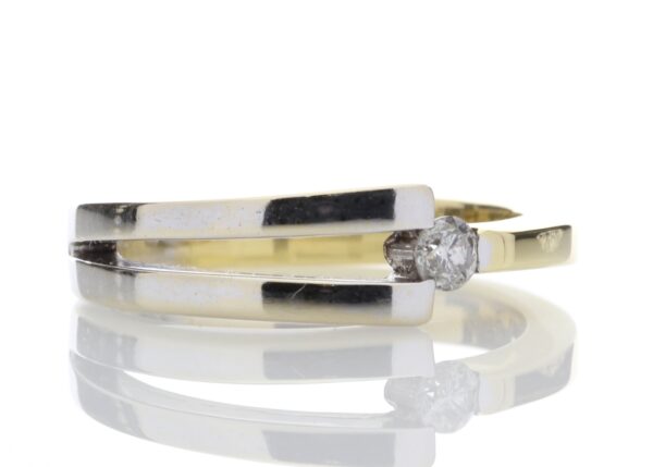 18ct Single Stone Two Tone  Diamond Set Ring 0.13 Carats - Image 4