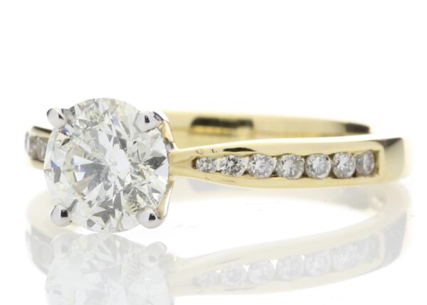 18ct Yellow Gold Single Stone Diamond Ring With Stone Set Shoulders (1.11) 1.28 Carats - Image 2