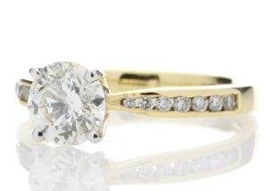 18ct Yellow Gold Single Stone Diamond Ring With Stone Set Shoulders (1.11) 1.28 Carats