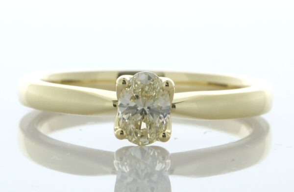 18ct Yellow Gold Single Stone Oval Cut Diamond Ring 0.42