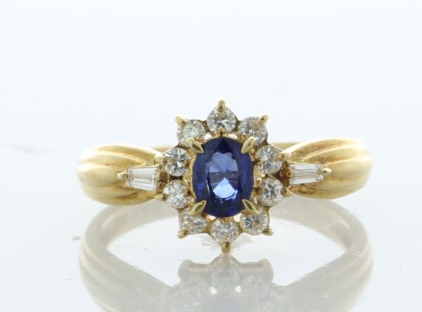 18ct Yellow Gold Oval Cut Sapphire And Diamond Ring (S0.45) 0.30 - Image 3