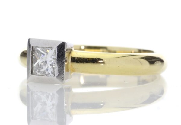 18ct Single Stone Princess Cut Rub Over Diamond Ring D SI 0.45 Carats - Image 2