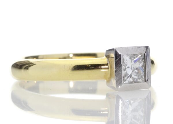 18ct Single Stone Princess Cut Rub Over Diamond Ring D SI 0.45 Carats - Image 4