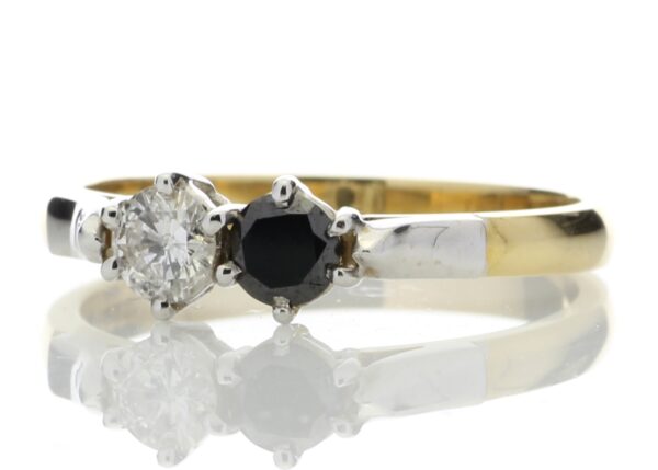 18ct Two Stone Claw Set Diamond With Black Treated Stone Ring 0.50 Carats - Image 2