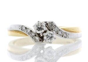 18ct Two Stone Twist  With Stone Set Shoulders Diamond Ring 0.24 Carats