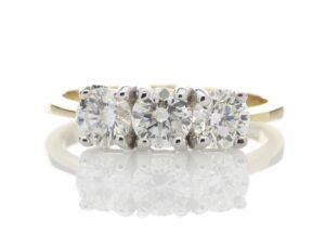 18ct Yellow Gold Three Stone Claw Set Diamond Ring G SI 1.00 Carats