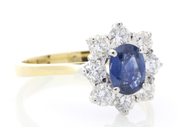 18ct Yellow Gold Oval Cluster Diamond And Sapphire Ring (S 0.90) 0.96 Carats - Image 4