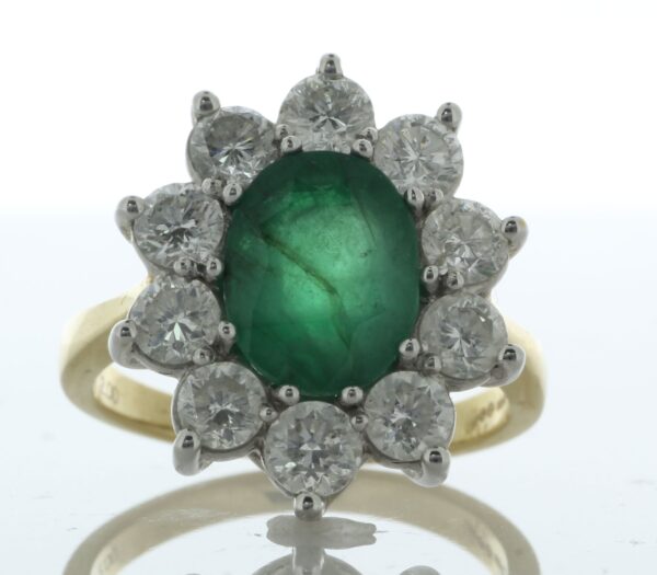 18ct Yellow Gold Diamond And Oval Emerald Ring (E4.00) 2.00