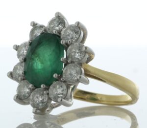 18ct Yellow Gold Diamond And Oval Emerald Ring (E4.00) 2.00