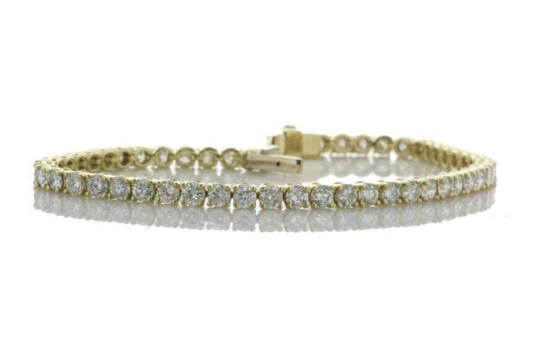 18ct Yellow Gold Tennis Diamond Bracelet 6.90 Carats - Image 3