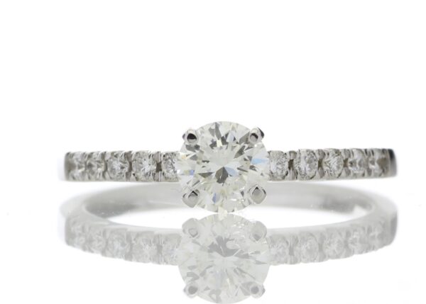 18ct Single Stone Claw Set With Stone Set Shoulders Diamond Ring (0.52) 0.69 Carats