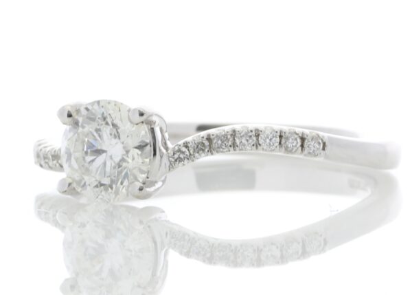 18ct White Gold Single Stone Ring With Diamond Set Shoulders (0.64) 0.73 Carats - Image 2